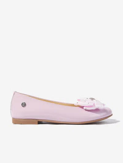Andanines Girls Patent Leather Bow Ballerinas In Purple