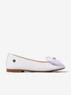 Andanines Girls Patent Leather Bow Ballerinas In White