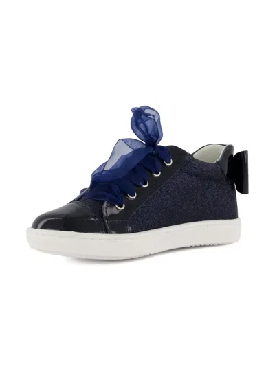 Andanines Kids' Glitter Bow-detail Sneakers In Blue