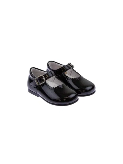 Andanines Kids' Leather Ballet Shoes In Black