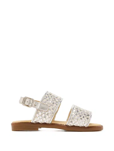 Andanines Kids' Leather Sandals In Silver
