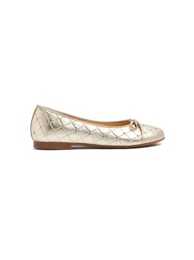 Andanines Kids' Metallic-effect Quilted Ballerina Shoes In Gold