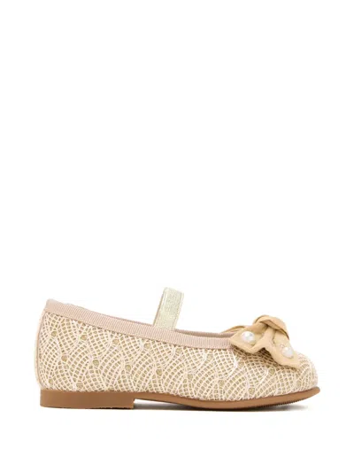 Andanines Kids' Pearl Bow Ballerina In Neutral