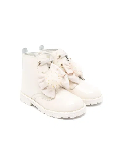 Andanines Kids' Pompom-detail Boots In Neutrals