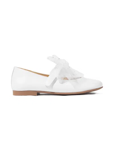 Andanines Kids' Tulle-bow Ballet Flats In White