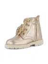 Andanines Velvet-bow Lace-up Boots In Gold