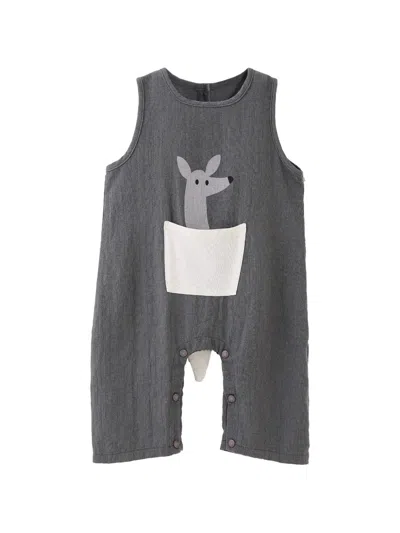 Andblue Babies' Animal-pocket Romper In Gray