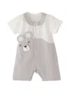 Andblue Bear-patchwork Peter Pan-collar Romper In Gray