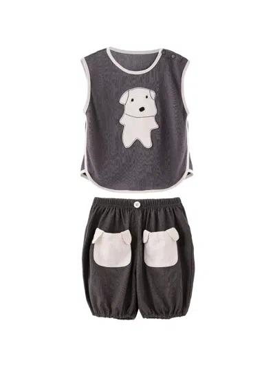 Andblue Babies' Dog-patch Top And Short Set In Gray