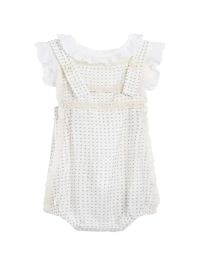 Andblue Babies' Dotted Lace-trim Romper In White