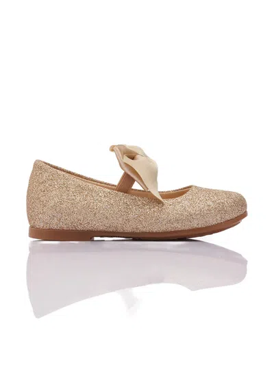 Andblue Babies' Glitter-effect Bow-detail Ballerinas In Gold