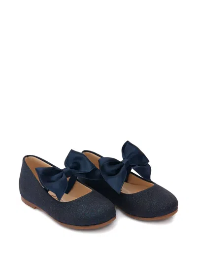 Andblue Babies' Glitter-effect Bow-detail Ballet Flats In Blue