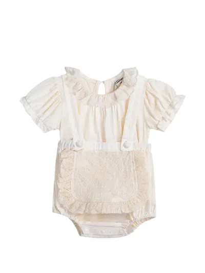 Andblue Babies' Lace-detail Ruffled Romper In White