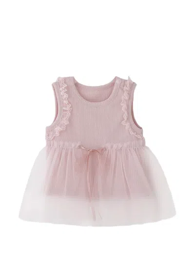 Andblue Babies' Lace-trim Tulle-skirt Dress In Pink