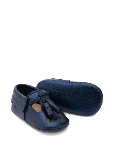 Andblue Babies' Perforated Tassel Booties In Blue