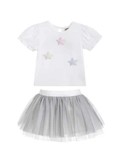 Andblue Babies' Star-patch Tulle Set In White