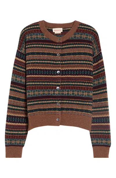 And-daughter &daughter Ada Lambswool Fair Isle Cardigan In Hazelnut Multi