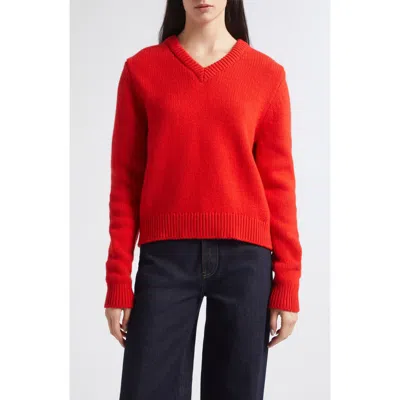 And-daughter &daughter Glenn V-neck Lambswool Sweater In Red