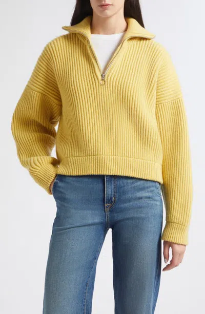 And-daughter &daughter Rowan Rib Half Zip Sweater In Yellow