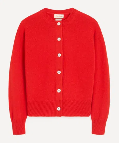 And-daughter &daughter Women's Ada Crewneck Cardigan In Poppy Red