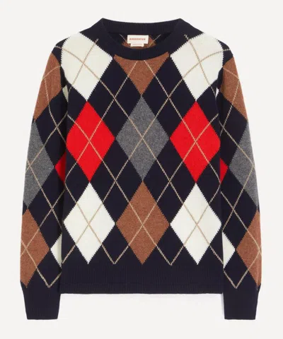 And-daughter &daughter Women's Ava Argyle Crewneck Jumper In Dark Navy