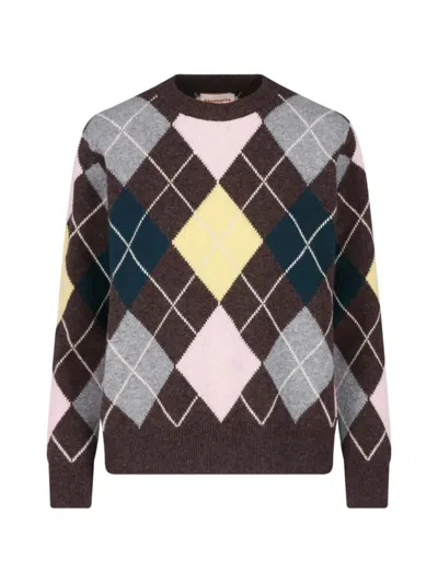 And-daughter Ava Argyle Wool Sweater In Brown