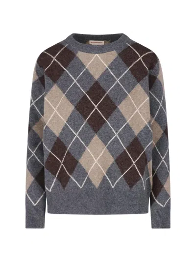 And-daughter Ava Argyle Wool Sweater In Gray
