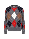 And-daughter Ava Argyle Wool Sweater In Multi