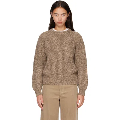 And-daughter Beige Rowan Rib Crew Sweater In Marle