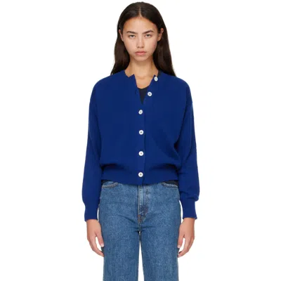 And-daughter Blue Ada Crewneck Cardigan In Smalt Blue