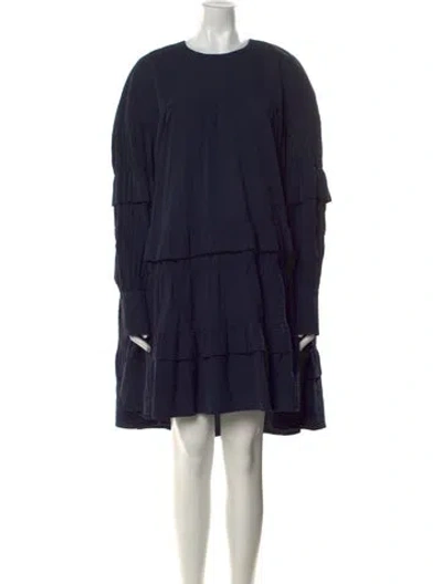 Pre-owned And-daughter Crew Neck Knee-length Dress In Blue