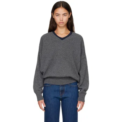 And-daughter Gray Innes Slouch V-neck Sweater In Derby Grey