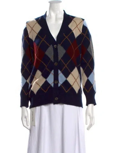 Pre-owned And-daughter Lambswool Plaid Print Sweater In Black/blue