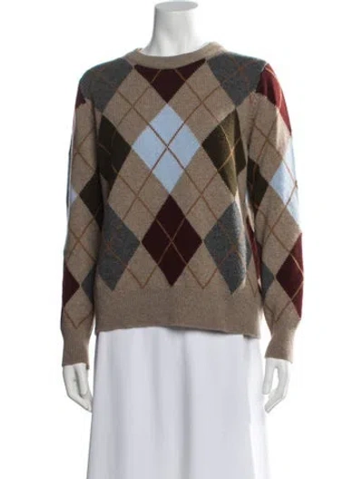 Pre-owned And-daughter Lambswool Plaid Print Sweater In Brown