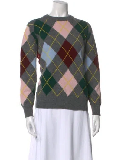 Pre-owned And-daughter Lambswool Plaid Print Sweater In Green
