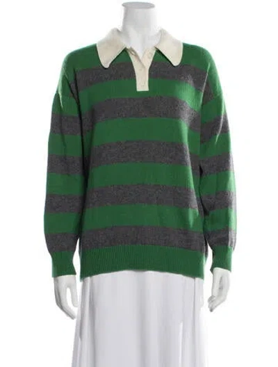 Pre-owned And-daughter Lambswool Striped Sweater In Green
