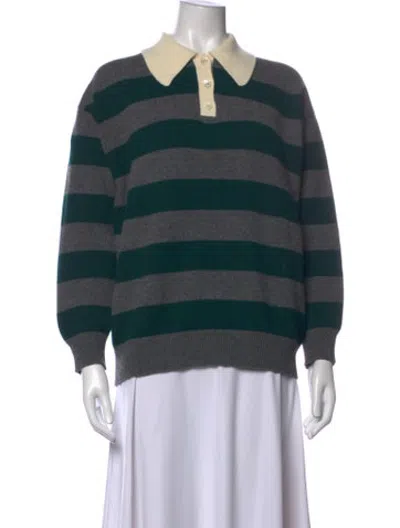Pre-owned And-daughter Lambswool Striped Sweater In Green