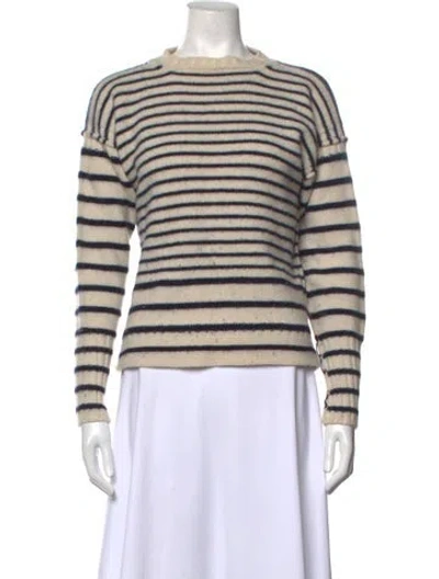 Pre-owned And-daughter Lambswool Striped Sweater In White
