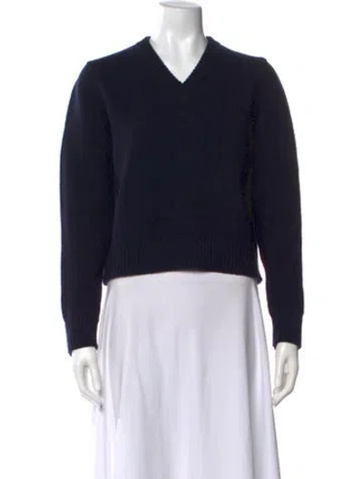 Pre-owned And-daughter Lambswool V-neck Sweater In Blue