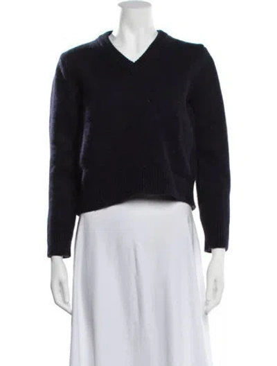 Pre-owned And-daughter Lambswool V-neck Sweater In Blue
