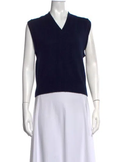Pre-owned And-daughter Lambswool V-neck Sweater In Blue