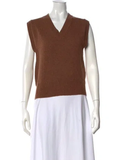 Pre-owned And-daughter Lambswool V-neck Sweater In Brown