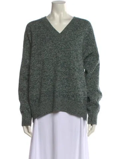 Pre-owned And-daughter Lambswool V-neck Sweater In Green