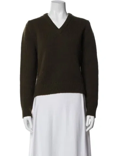 Pre-owned And-daughter Lambswool V-neck Sweater In Green