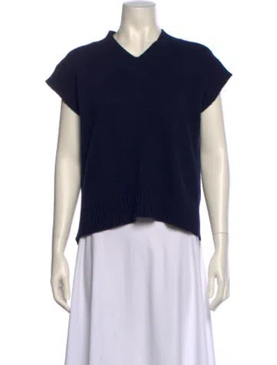 Pre-owned And-daughter Merino Wool V-neck Sweater In Blue