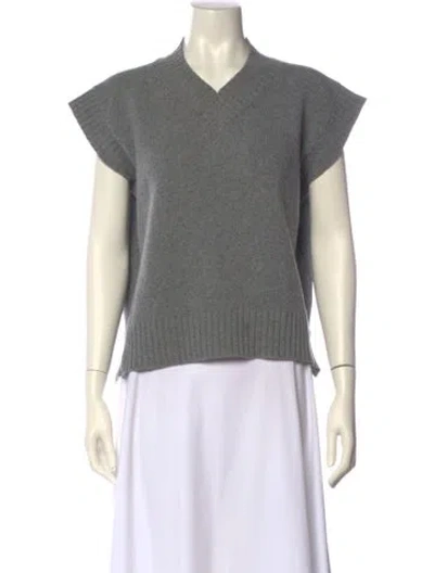 Pre-owned And-daughter Merino Wool V-neck Sweater In Gray