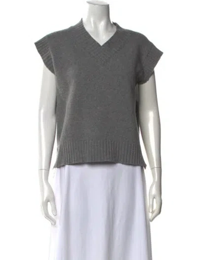 Pre-owned And-daughter Merino Wool V-neck Sweater In Grey