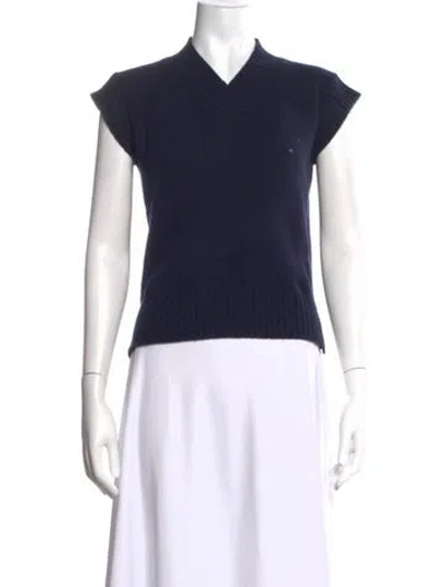 Pre-owned And-daughter Merino Wool V-neck Top In Blue