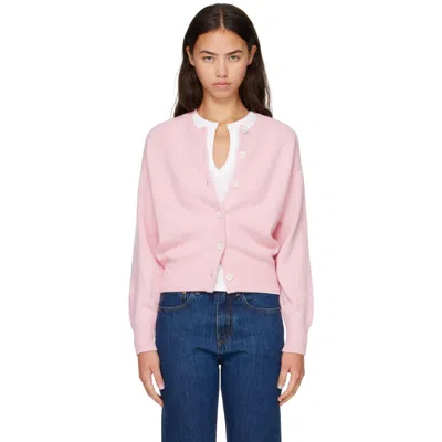 And-daughter Navy Ada Crewneck Cardigan In Pale Pink