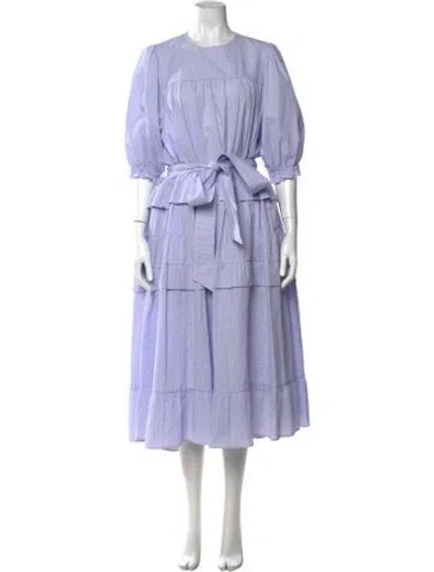 Pre-owned And-daughter Striped Midi Length Dress In Blue